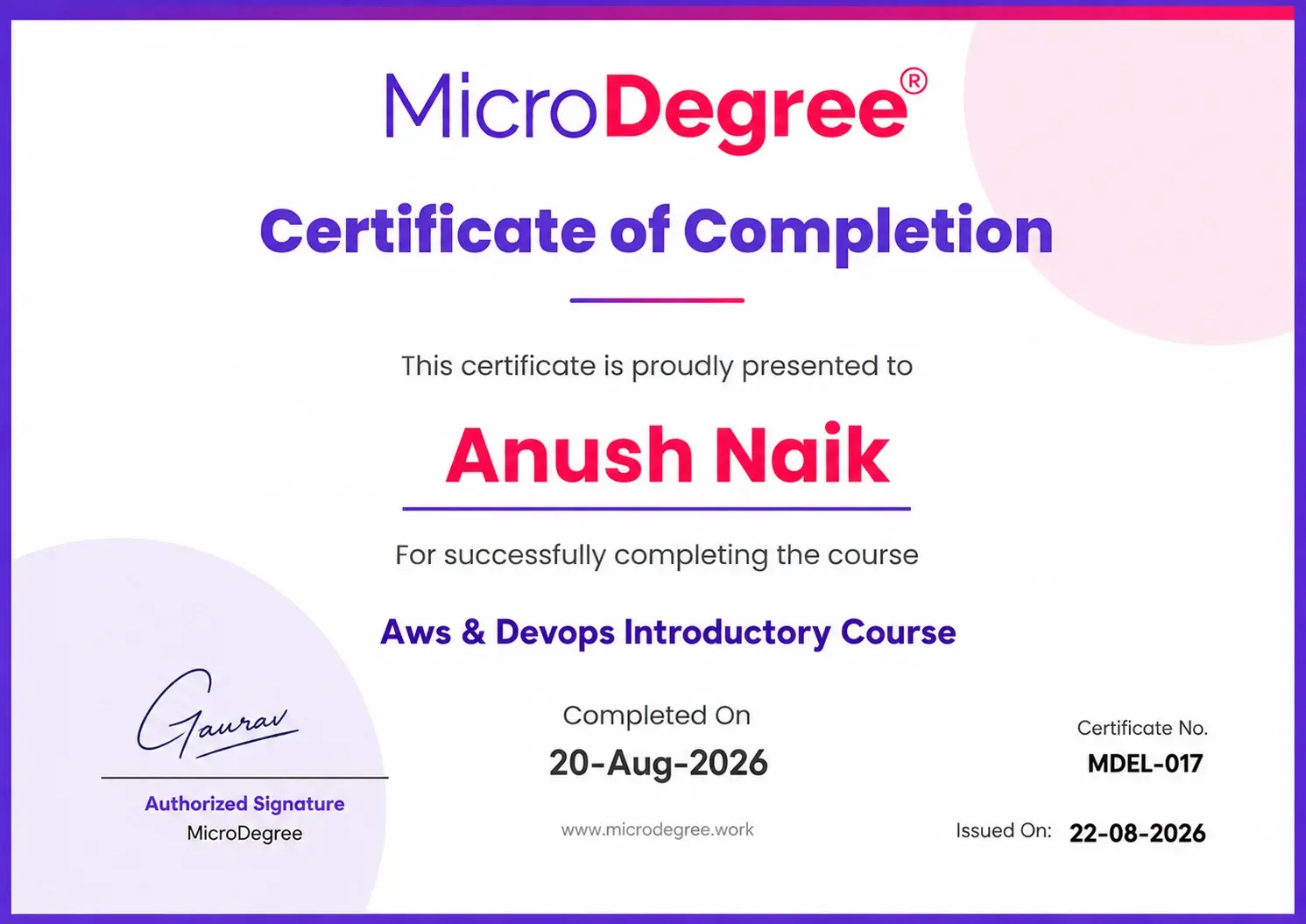 MicroDegree certificate preview